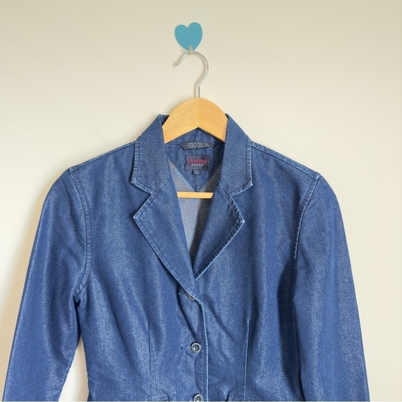 $16/ Tommy Jeans Women's Blue Denim Long Sleeve 2 Pockets Front Jacket Size S - Picture 4 of 7